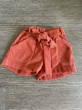 Like new size 6/7 Rust Corduroy Paperbag Waist Shorts with Tie